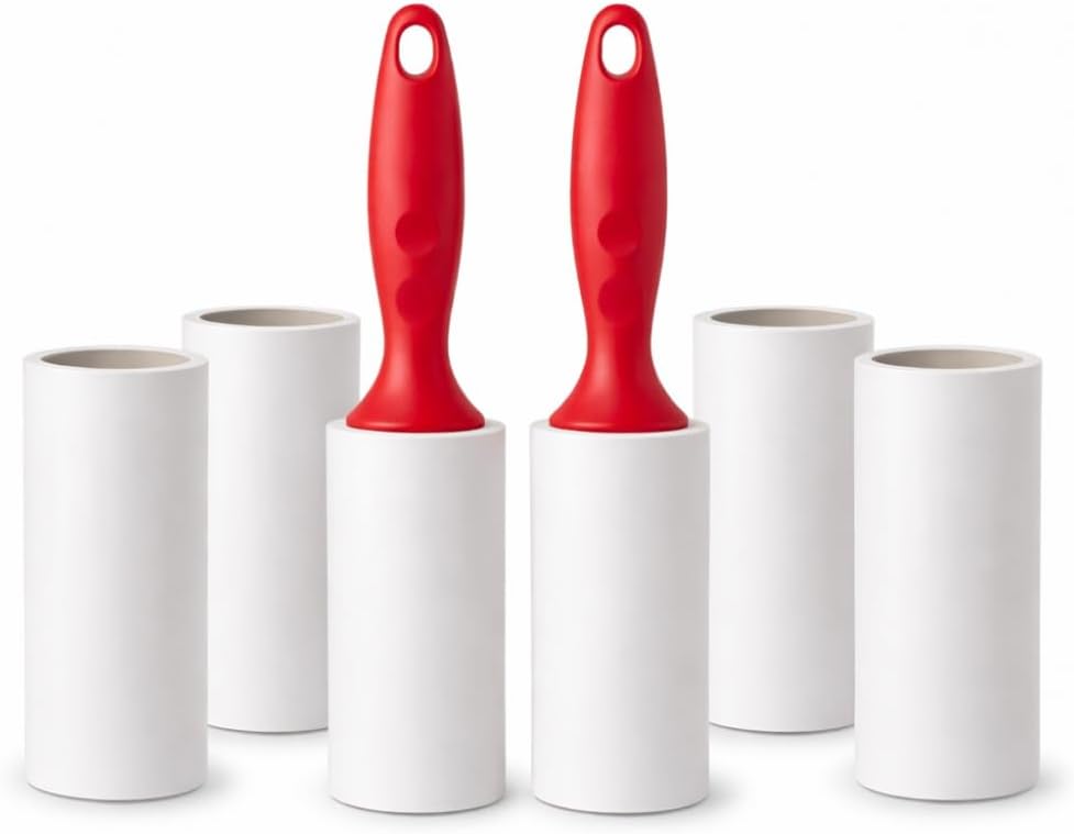 Kit 2 Rolos Tira Pelo + 4 Refis 180 Folhas Adesivo removedor de Pelos Pet, Cabelo e Fiapos para Roupa, Sofá e Estofados
