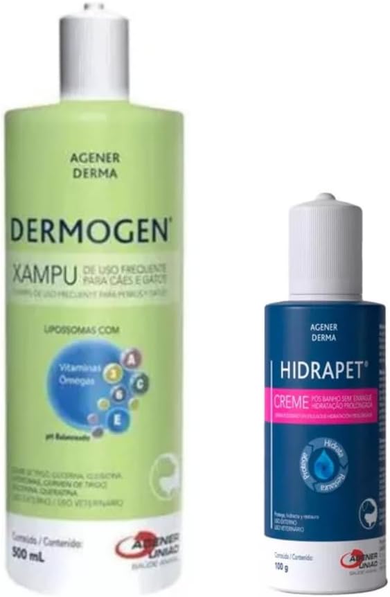 Shaampoo Dermogen 500ml + Hidrapet Creme 100g Cão Cães Gato Cachorro