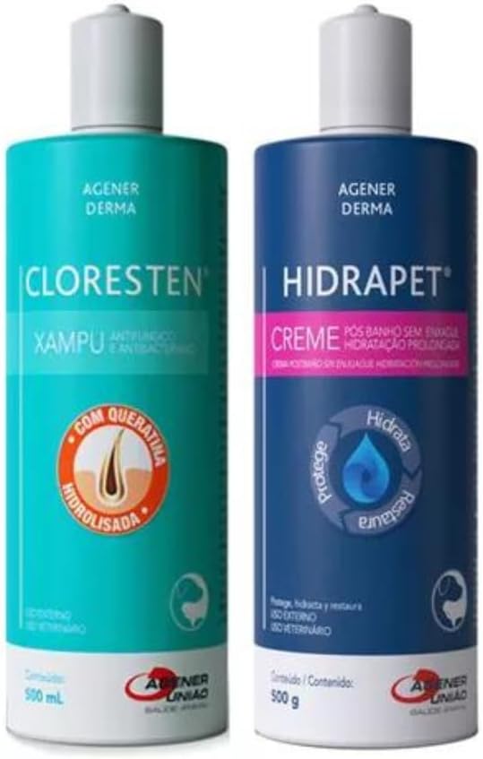 Shampoo Cloresten 500ml + Hidrapet Creme 500g Cão Cães Gato